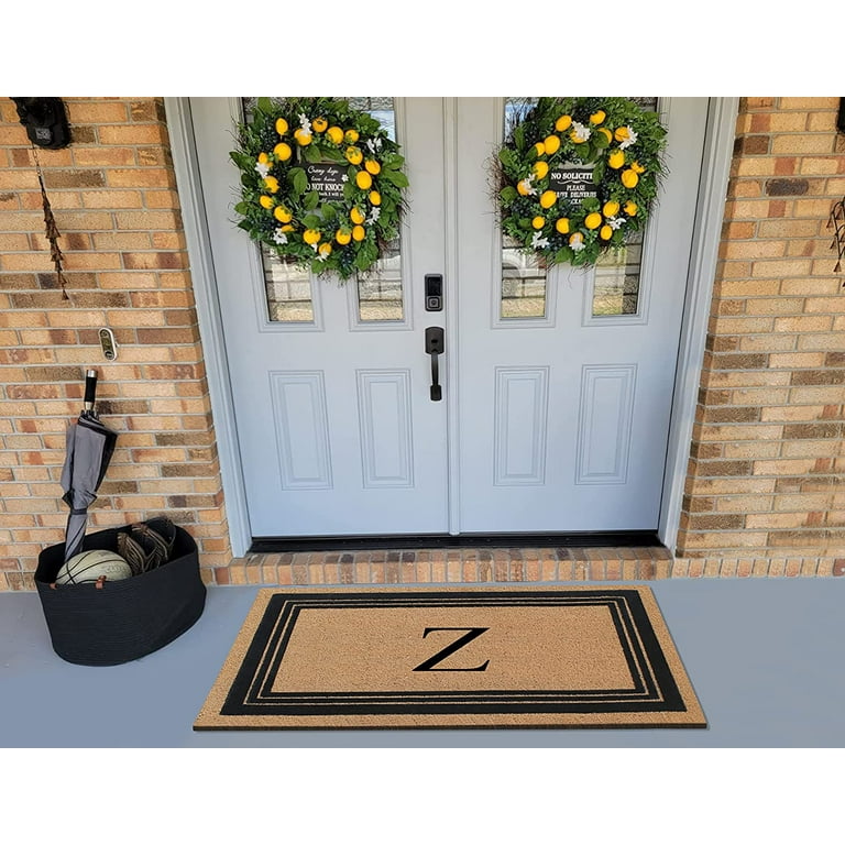 A1HC Natural Coir Monogrammed Entrance Door Mats, Durable Large Outdoor  Rug, Non-Slip, Flock Doormat, Thin-Profile Heavy Duty Door Mat, Indoor  Outdoor Front Door, High Traffic Areas, 24 X 39 