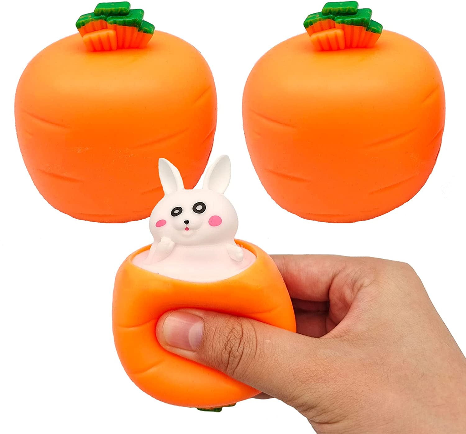 Juguete Anti-estrés De Zanahoria Con Conejito Saltarín - Pack De 2 Piezas Para Pascua, Aliviar Tensión Y Juego Familiar