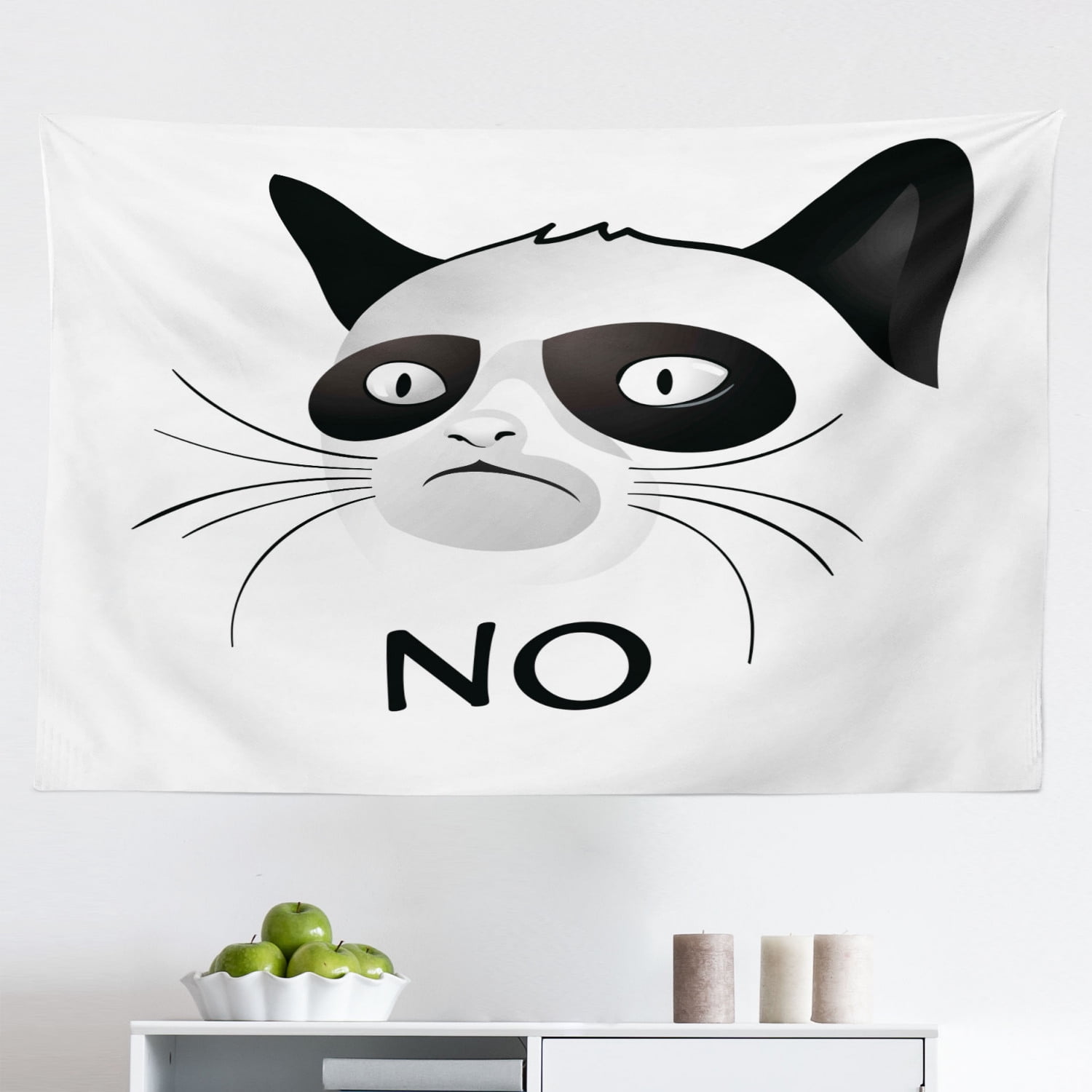 Humor Tapestry, Grumpy Internet Troll Face with Trippy Gestures Ugly ...