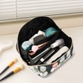 thumbnail image 2 of FORMRS Makeup Bag Travel Cosmetic Organizer for Women Fold Flat Zipper Pouch with Handle, Green Snowmen, 2 of 8
