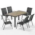 thumbnail image 6 of ELPOSUN 7-Piece Outdoor Patio Dining Set ,Plastic-Wood Table & Textilene Chairs Set, Outdoor Furniture Dining Table Set, Garden Porch Backyard,Brown desktop，Dark gray, 6 of 6