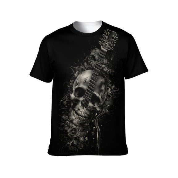 LAOLIUSN Men's 3D Skull Graphic T Shirt, All Over Print Short Sleeve Crewneck Tee, 88% Polyester 12% Spandex, Casual Novelty Streetwear Tops, S-4XL