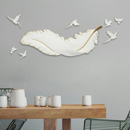 Aesthetic Room Feather Wall-mounted Decor Large Simple Resin Wall Sculptures 12.6*35in