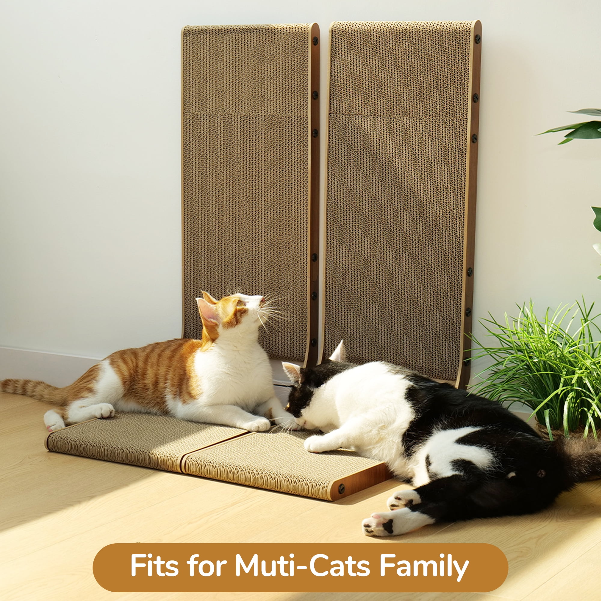 FUKUMARU Curved Cat Scratcher, 26.8 inch Cardboard Scratch Pad, 2 Pack
