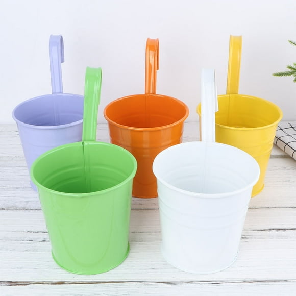 OUNONA 5Pack Metal Flower Pot Bucket Style Rural Atmosphere Home Decoration Plant Holders