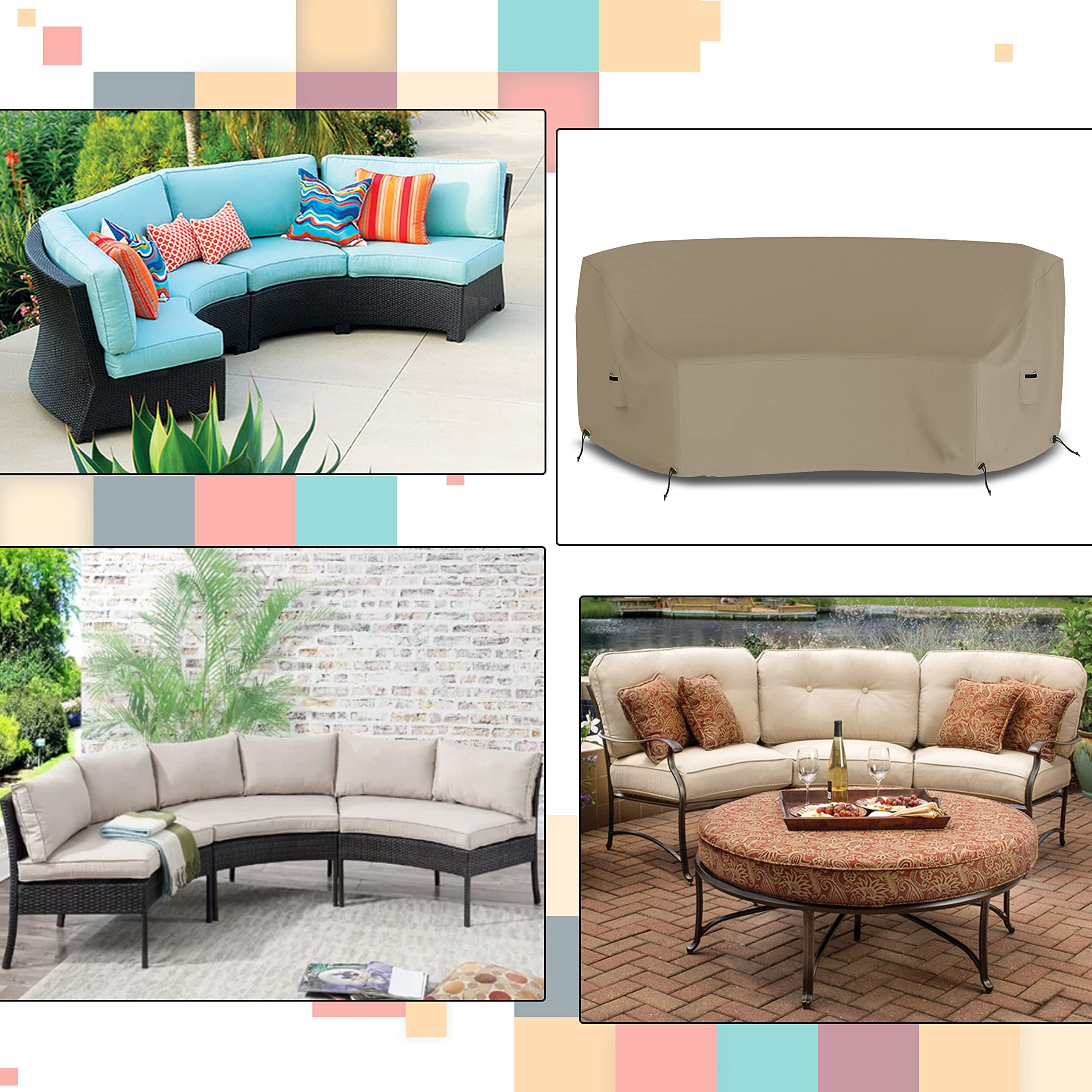 Covers&All Curved Outdoor Couch Cover, 1000D Waterproof, UV-Resistant Patio Furniture Cover
