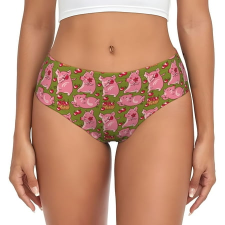 Womens Underwear - Cartoon Pigs No Show Seamless Underwear for Women  Soft Stretch Womens Panties  Hipster Ladies Panties Bikini Underwear Briefs