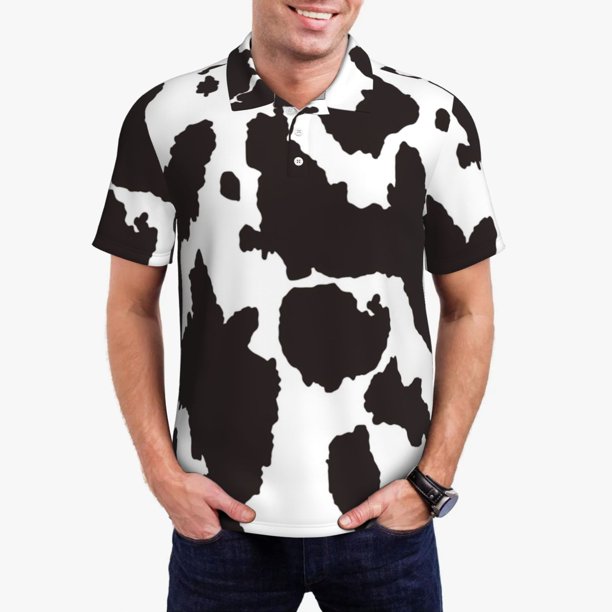 Balery Cow Skin 2 Camisa Polo de Hombre con Estampado, de Manga Corta y Tejido Medio, Camisa Tipo Golf Polo-Medium