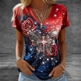 thumbnail image 3 of Mujeres Manga Corta Tops de Moda Casual Cómoda Impresión de Manga Corta con Cuello en V Blusa Camiseta Superior Suave Y Transpirable Tela para la Usabilidad de Múltiples Ocasiones, 3 of 5