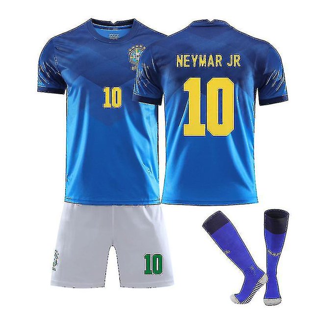 Neymar 10# Brasil Visitante -2022 Nueva temporada Conjunto de camisetas de fútbol para niños #-- BmatwkZeng Bmatwk Jersey