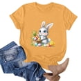 thumbnail image 4 of Staron Women's Casual Easter Print T-Shirt Vintage Humor Graphic Crewneck Short Sleeve Spring Summer Top, Yellow M, 4 of 5