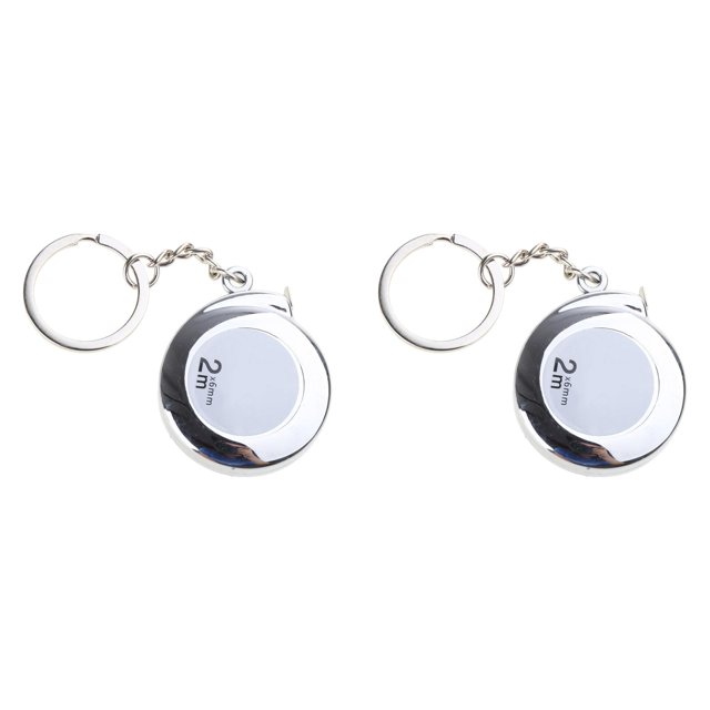 Outils de Mesure Ruban à Mesurer Porte-Clés Fonctionnel Mini Ruban à Mesurer Rétractable Design 2M Acier Inoxydable Durable Accessoire de Précision Pratique pour Amélioration de la Maison*2 Pack