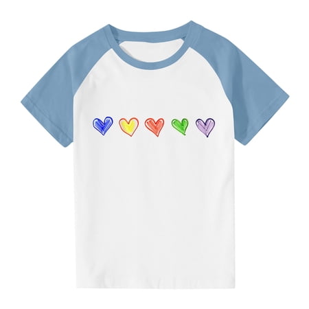 Unisex T Shirt for Girls and Boys Teenagers Short Sleeve Top Crew Neck T-Shirts Soft Comfy Breathable Gifts for Girls Light Blue 5-6 Years