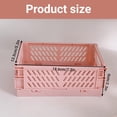 thumbnail image 2 of Mini Collapsible Storage Basket, Stackable Storage Bin Crates Container Folding Plastic Storage Box with Handle Foldable Plastic Storage Case for Stationery Snacks Cosmetics(Pink ), 2 of 4