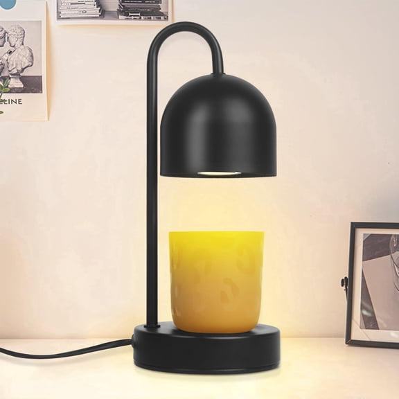 YudouTech Dimmable Candle Warmer Lamp - Black Small Metal Candle Wax Warmer with 2 * 50W Bulbs, Timer & Dimmer, Perfect for Bedroom and Living Room Decor