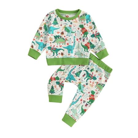 

Licupiee Toddler Baby Boy Girl Christmas Clothes Cartoon Gingerbread Man Print Long Sleeve Sweatshirt Pants 2 Pcs Outfit