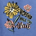thumbnail image 6 of Wild Bobby Worship While You Wait Sunflower Pink and Yellow Inspirational/Christian Unisex Crewneck Sweatshirt, Vintage Heather Blue, X-Large, 6 of 6