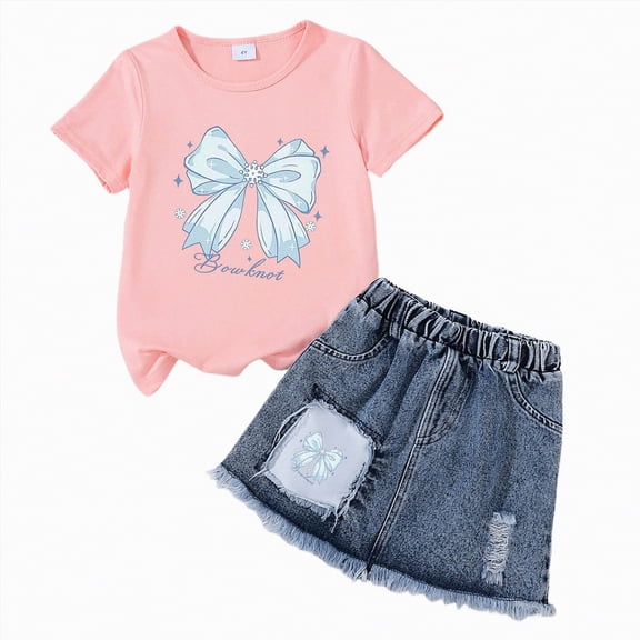 Rotm Toddler Clothes for Girls Toddler Baby Girl Summer Clothes Colorblock Short Sleeve T Shirt Top Shorts Set Infant 2 Piece Summer Outfits B,6-7 Years