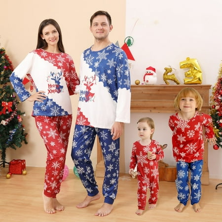 

URMAGIC Matching Family Pajamas Sets Christmas Pjs with Cute Elk and Snowflakes Long Sleeve Tee and Bottom Loungewear Sleepwear