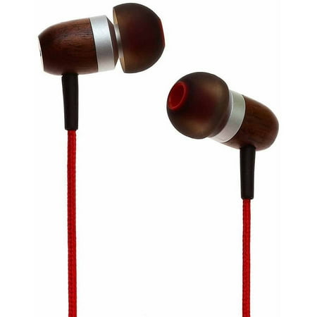 Cherry Headphone - Symphonized GLXY Premium Genuine Wood In-Ear Noise-Isolating Headphones with Mic and Nylon Cable