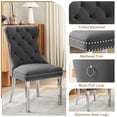thumbnail image 6 of Velvet Dining Chairs Set of 6, Upholstered Tufted Dining Chairs with Stainless Steel Legs & Pull Ring for Dining Room, Living Room, 6 of 6