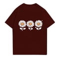 thumbnail image 2 of NAMTYQX Summer Tops Short Sleeve Grafisches Patterned Baggy O-Neck Soft Lightweight Plus Size Hawaiian Women's T-Shirts Deep Red Size L, 2 of 4