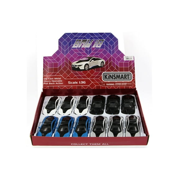 BMW i8 Diecast Car Package - Box of 12 1/36 Scale Diecast Model Cars, Assorted Colors