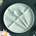 thumbnail image 4 of HLONK Divided Dinner Plates Set with Tableware 3 Compartment Unbreakable Portion Control Dinner Diet Plates Reusable Lightweight Divided Dish Set Stackable Divider Plates Microwave Safe, 4 of 5