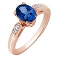 thumbnail image 2 of AFFY (1.05 cttw) Simulated Blue Sapphire & White Natural Diamond Antique Style Engagement Wedding Ring In 14k Rose Gold With Ring Size -14, 2 of 2