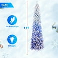 thumbnail image 2 of Blue Christmas Tree Blue Flocked Xmas Tree with Lights, Prelit Snow Pine Tree Decorated Full 7 ft Artificial Christmas Tree, Blue White Spruce Xmas Tree with Metal Stand, Home Shopping Mall Decor, 2 of 7