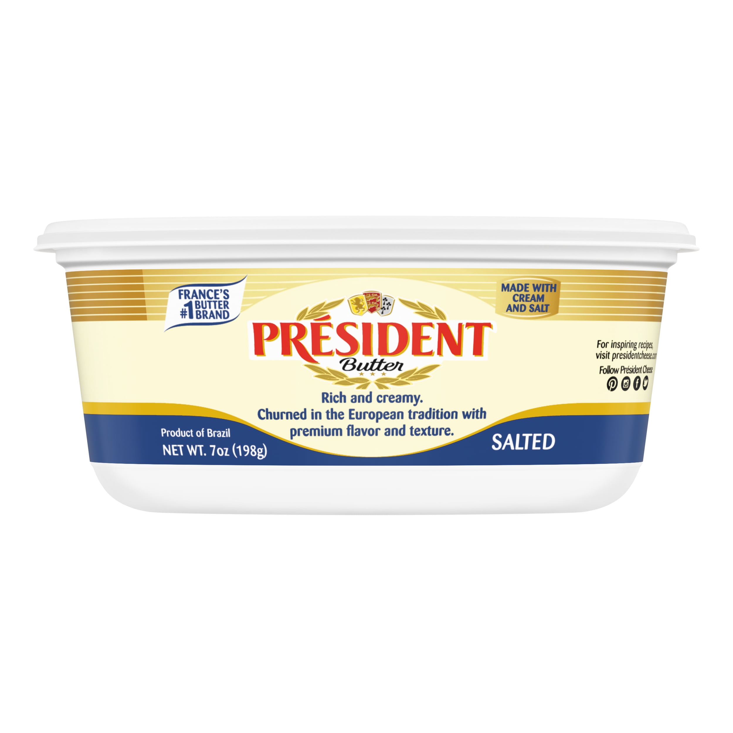 President Imported Salted Butter Tub, 7 oz, 1 Count (Refrigerated)