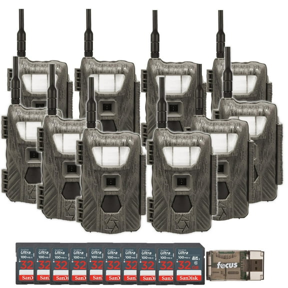 Stealth Cam Flashback 40MP White Flash Cellular Trail Camera 10-Pack with Ten 32GB Memory Cards and Card Reader