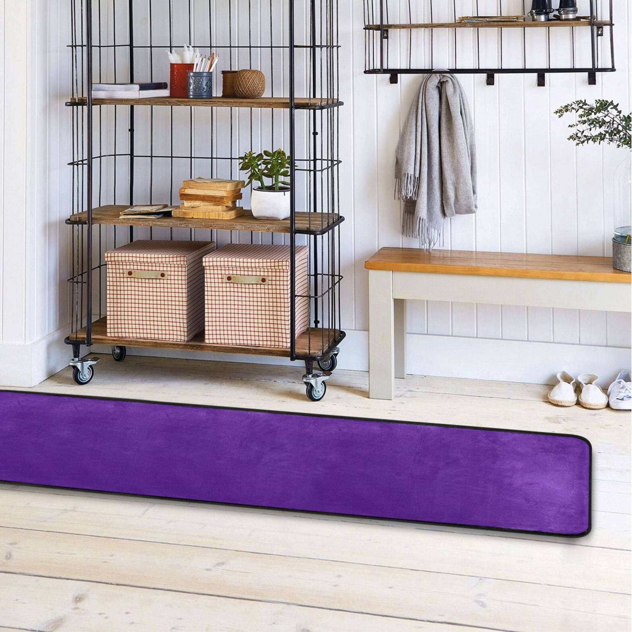Ryvnso Dark Purple Hallway Runner Rugs Floor Carpet Non Slip Entryway Mat 2' x 6'