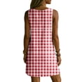 thumbnail image 4 of QUNYINEY Casual Sun Dresses for Women A Line Mini Sleeveless Plaid Tank Dress V Neck Loose Fit Vacation with Pockets Dresses, 4 of 7
