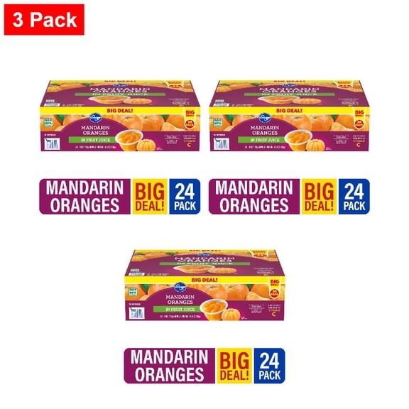 Kroger Mandarin Orange Cups in 100% Juice 24 ct / 4 oz - 3 Pack