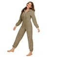 thumbnail image 2 of KelaJuan Women Thick Plush Sleeping Romper with Bear Ear Hat, Long Sleeve Zipper Hooded Jumpsuit for Autumn, Winter, 2 of 6