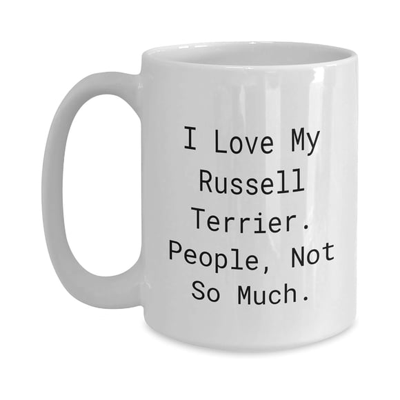 I Love My Russell Terrier Dog Mug - 11oz White Ceramic Coffee Cup with Cute Russell Terrier Lettering, Gift for RT Owners, Birthday & Christmas Present for Home or Office Use
