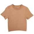thumbnail image 6 of Women's Regular Fit Round Neck Short Sleeve Solid Color Comfy Pullover Top Blouse Casual Daily Wear Summer Vacation Outfits | CSEONE,Khaki S, 6 of 9
