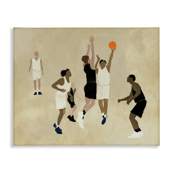 Stupell Industries Athletes Playing Basketball Sports Painting Wrapped Canvas Art Print Wall Art, 20 x 16