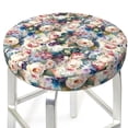 thumbnail image 3 of Kdxio Colorful Flowers Print Stool Covers Round,Stretch Round Bar Stool Covers Washable Bar Stool Cushion Slipcover for 12-15 Inch Chair, 3 of 7