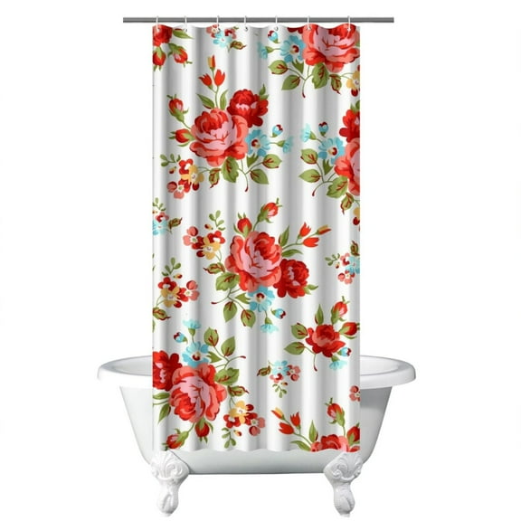 Waterproof Pioneer Shower Curtain 36x72 Inch Polyester Unique Colorful Floral Shower Curtain for Bathroom Hotel Home Decor with 7 Plastic Hooks