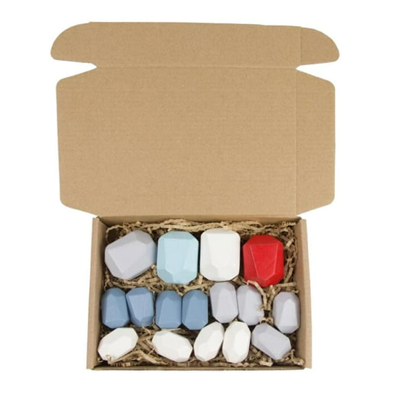 HILABEE 5/10/16pcs Wood Stacking Sorting Rainbow Rock Stones Blocks Fun Toys Home Decors 16pcs rainbow color A