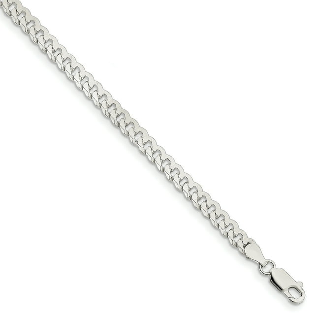 925 Sterling Silver 5mm Curb Chain Bracelet Beveled