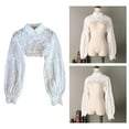 thumbnail image 4 of Moda encaje Floral cuello falso suelta recortada media blusa con accesorio de disfraz Floral sopa en capas muñeca de encaje para mujer Macarena Solapa de manga larga, 4 of 7