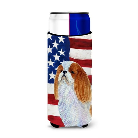 

USA American Flag with English Toy Spaiel USA Ultra Beverage Insulators for slim cans SS4034MUK