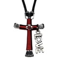 thumbnail image 2 of Horseshoe Nail Cross Necklaces -(Solid Color) You Pick Colors! (Love Charm- Red), 2 of 2