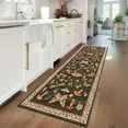 thumbnail image 2 of GlowSol 2'x6' Mushroom Insect Floral Runner Rug Kitchen Hallway Runner Rugs Non Slip Bedroom Runner Rug for Laundry Room, Brown, 2 of 6