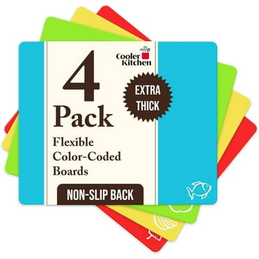 Cooler Kitchen 4 Piece Plastic EZ-Grip Flexible Coded Cutting Mats