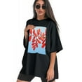 thumbnail image 3 of Plus Size Shirt for Women Black Tops for Women Short Sleeves Shirt for Women Red Sumac1 T Shirt Crewneck Shirt for Women 2XL, 3 of 5