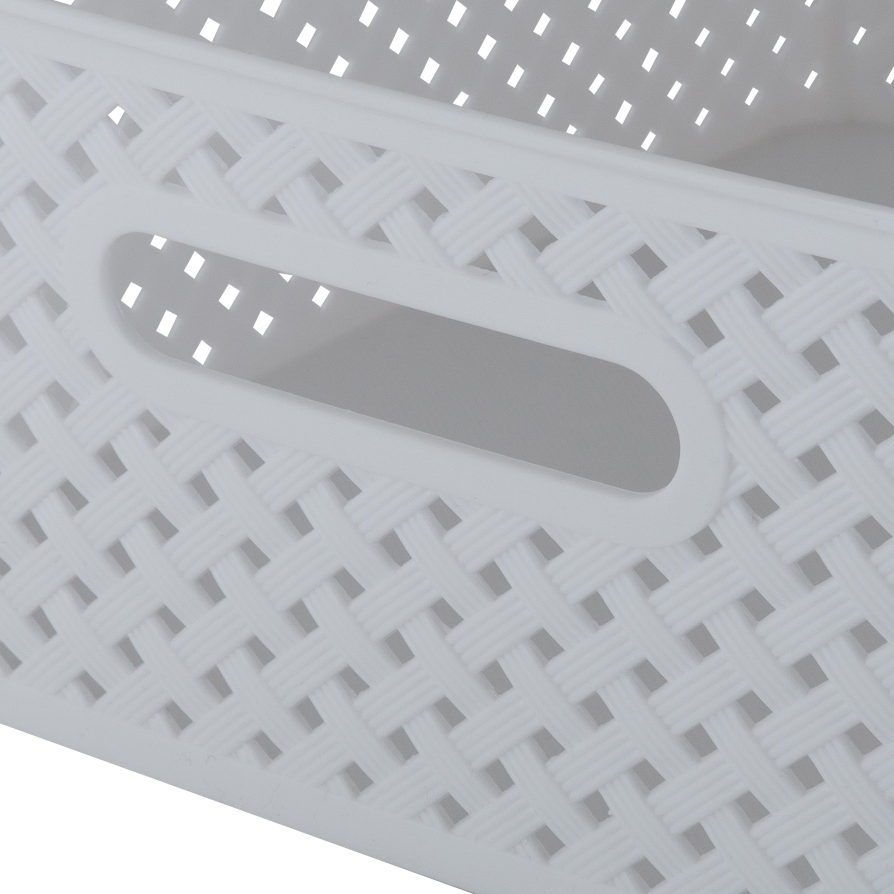 Simplify 2 Pack Medium Resin Wicker Storage Bin, White